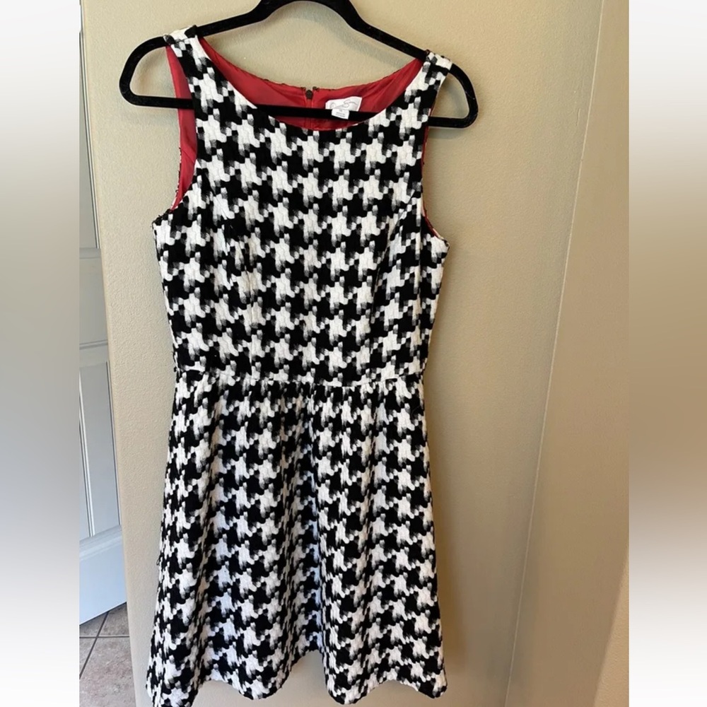 Jessica Simpson black & white retro Houndstooth Dress Size 10